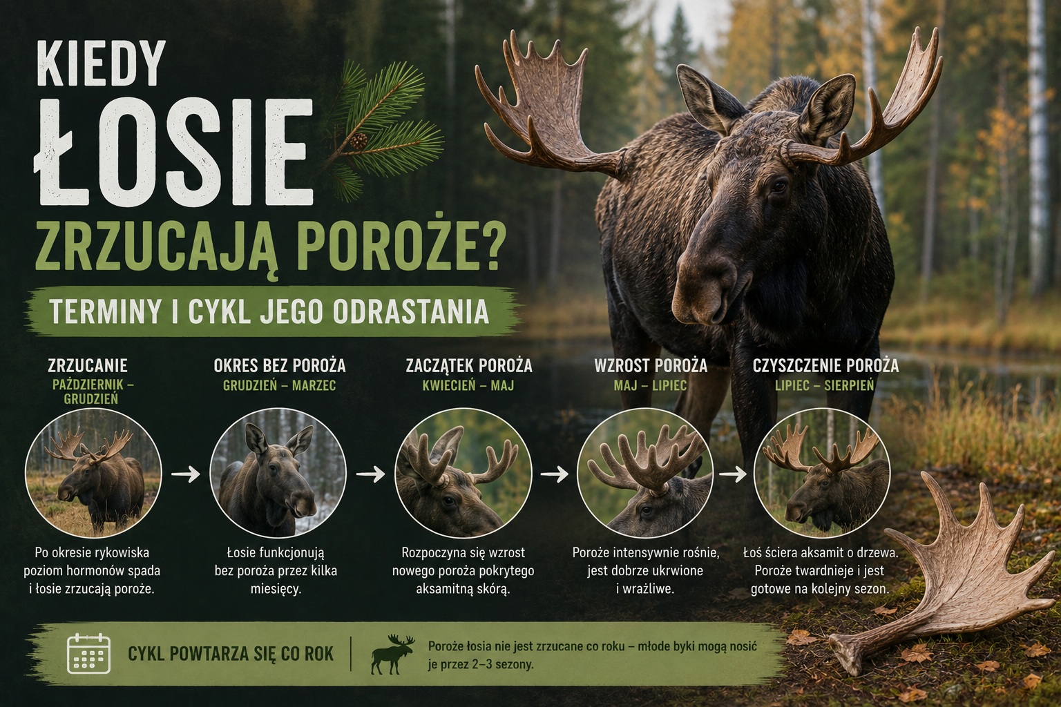 kiedy łosie zrzucają poroże
